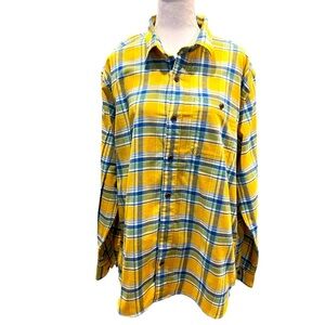 LL bean yellow flannel button up large tall in excellent used condition.